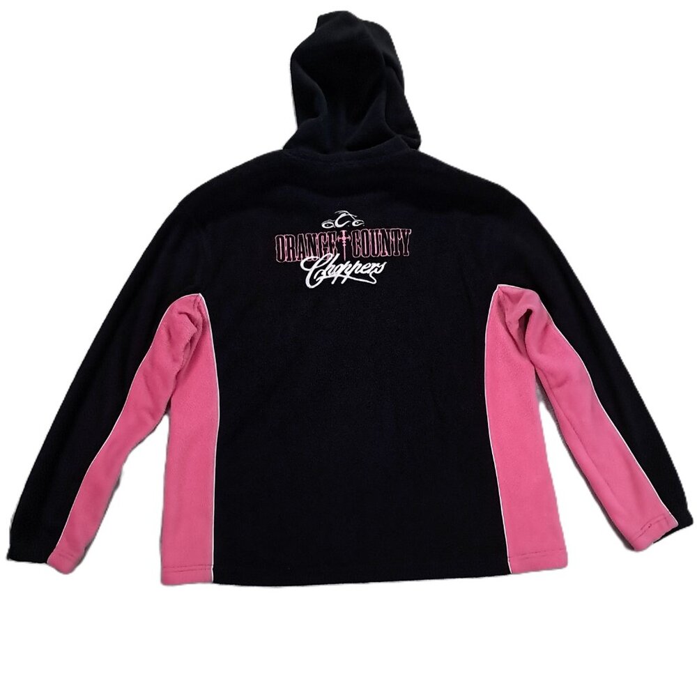 Orange County Choppers Hoodie Women Size L Fleece Full ZIp Black Pink - Picture 2 of 10